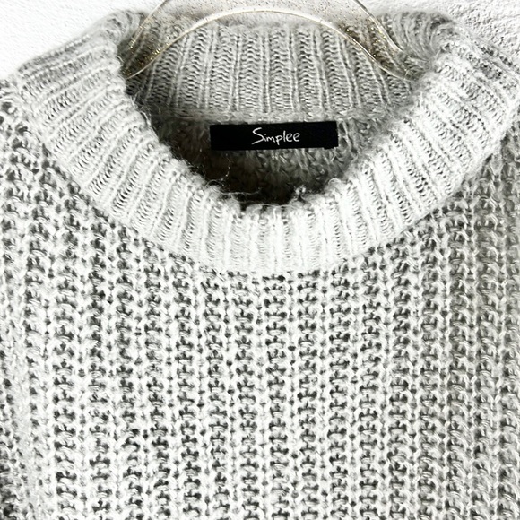 SIMPLEE | 🐰Light Gray Chunky Thick Knit Loose Cropped Oversize Sweater - Picture 13 of 13